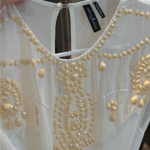 Guess by Marciano Ivory and Gold Blouse